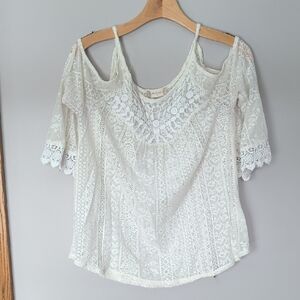 Altar'd State Elegant Lace Off-Shoulder Blouse
